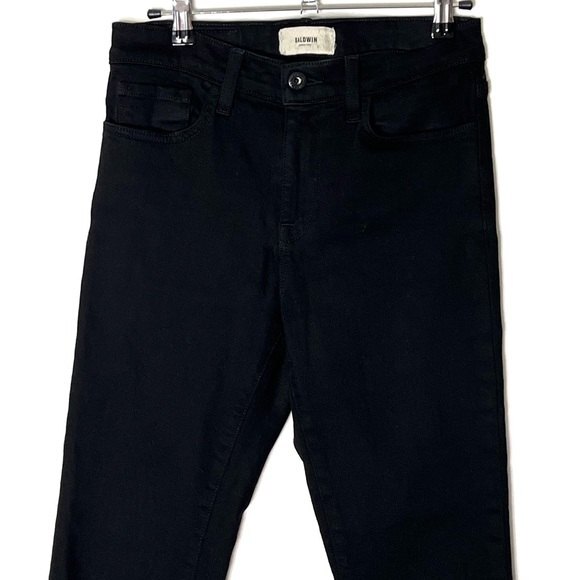 Baldwin Maxwell Crop Flare Jeans Women’s Size 26 Black Raw Hem Mid Rise - Picture 3 of 15